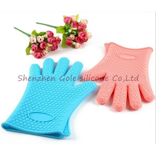 Free Shipping 100pcs/lot Heat Resistant Silicone Glove Cooking Baking BBQ Oven Pot Holder Mitt Kitchen