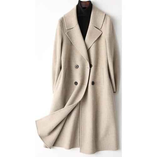 Casaco feminino 2020 Spring 100% Double-side Wool Women Long Coat Female Winter Jackets Outerwear 37159 WYQ1159