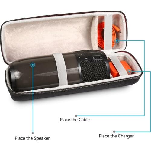 2019 New Hard EVA Travel Speaker Case for JBL Pulse 3 Pulse3 Waterproof Wireless Bluetooth Speaker-Extra Space for Plug&Cable