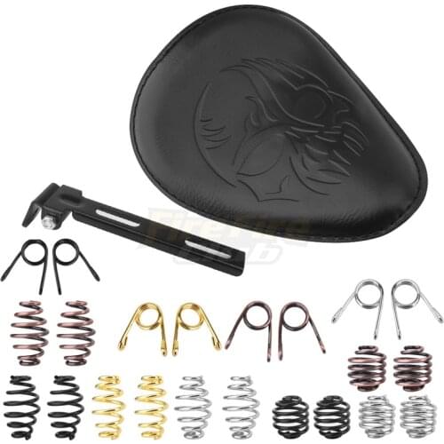 3"Black Motorcycle Solo Saddle Leather Seat Driver Seat Bracket Springs Support For Harley Custom Chopper Bobber Honda Yamaha