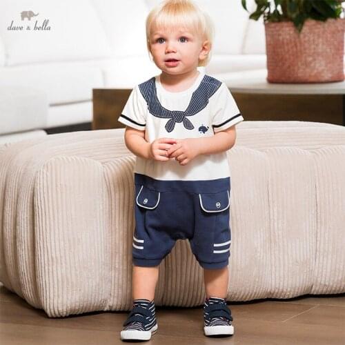 DBX16678 dave bella summer new born baby boys fashion cartoon patchwork jumpsuits infant toddler clothes children romper 1 piece
