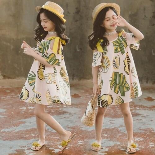 Childrens Wear Girl printing Dress Summer 2020 New Kids Princess Big Little Girl Korean Edition 12 11 10 9 8 7 6 5 Year Old