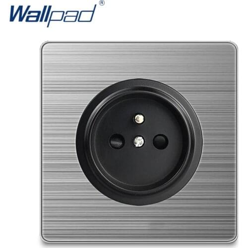 Wallpad 2020 EU French Socket Wall Power Socket Electric Outlet Silver Stainless Steel Panel For Home