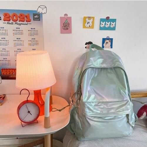 Holographic Backpack for Women College School Bags Teenage Girls Casual Female Laptop Travel Bagpack