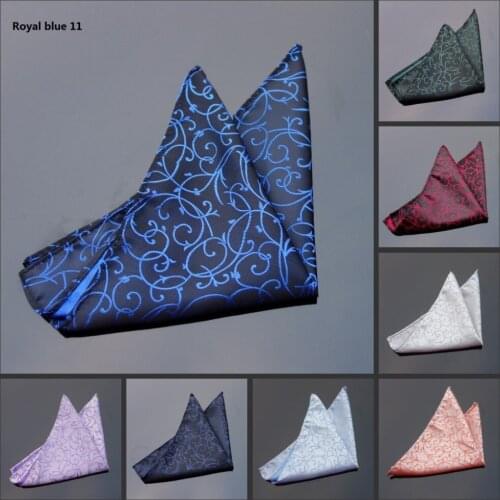 Ikepeibao Royal blue Floral Handkerchief ,Orange Mens Pocket Square Hanky, Jacquard Woven effect, Perfect for weddings