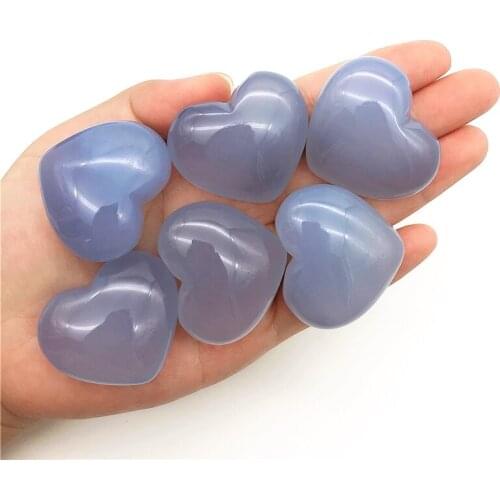 Beautiful 1PC Natural Big Blue Chalcedony Heart Shaped Crystal Gemstone Meditation Healing Chakra Natural Quartz Crystals