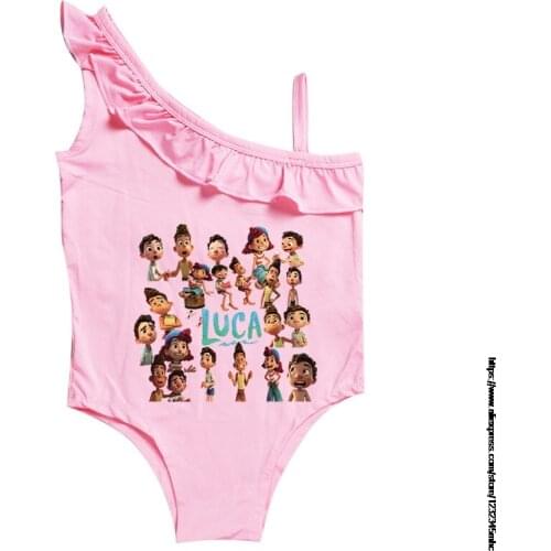 Girls' One-Piece Swimsuits New movie Luca Swimwear Kids Adjustable Strapped Bikini Cute Beach Wear Light Color Swimsuits