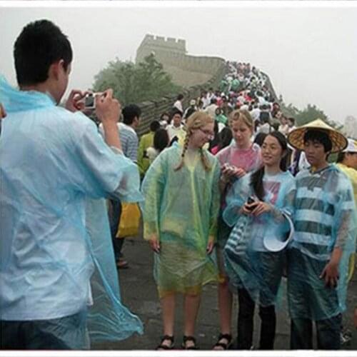 Essential Travel Equipment Adult Emergency Disposable Raincoat Outdoor Hiking Camping PE Transparent Rain Coat Poncho
