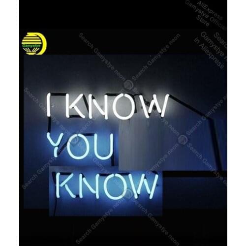 I Know You Know Neon Sign Glass Tube Handcraft neon light Sign Recreation Room Neon Skull Sign Windows Garage Wall Sign Led Tube