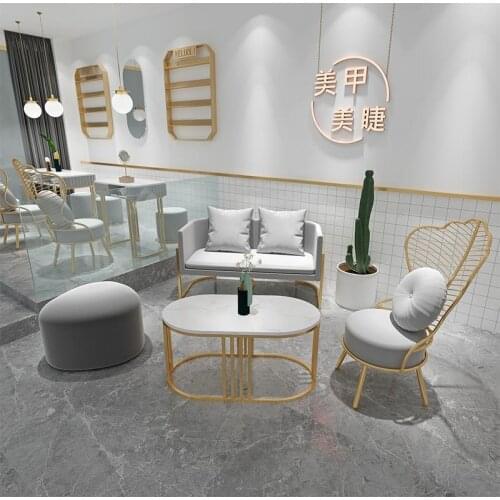 Nordic Office Sofa Coffee Table Combination Modern Minimalist Nail Salon Reception Lounge Area Light Luxury Business Sofa Set