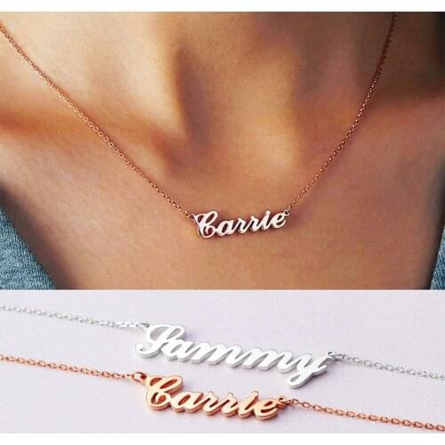Custom Name Necklaces for Women Personalized Customized Nameplate Stainless Steel Choker Pendant Girlfriend Birthday Gift