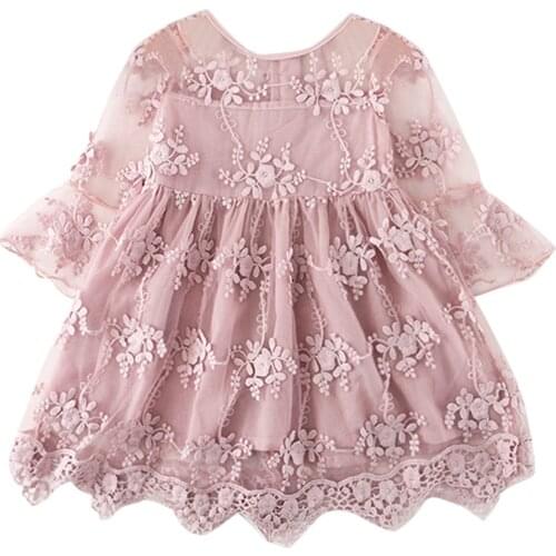 Girl Dress Elegant Lace Tulle Kids Dresses for Girls Casual Wear Long Sleeve Autumn Party Dress Tutu Children Clothes Girls