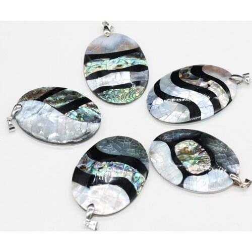 Natural Shell Pendant Fashion Durable Oval Pendant for Jewelry Making DIY Necklace Earring Accessories Women Gift 55X40mm