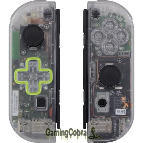 EXtremeRate Transparent Clear Controller Housing (D-Pad Version) with Full Set Buttons for Nintendo Switch JoyCon