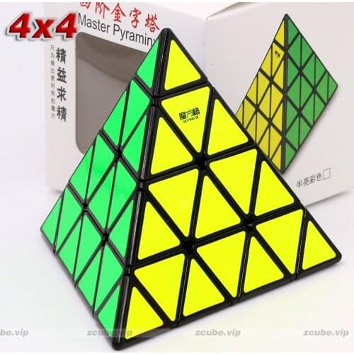 QiYi XMD MoFangGo Magic Puzzle Pyramid 4x4 Pyramorphix 4*4 Stickerless 4 Faces Magic Cube Educational Twist Wisdom Toy Game Gift
