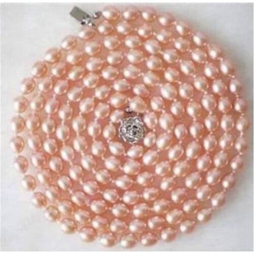 Rice Shape 7-9mm Pink Akoya Cultured Pearl Necklace 100