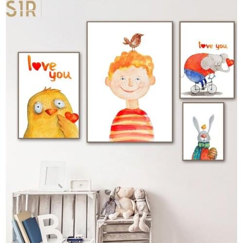 Cartoon Fox Koala Deer Rabbit Squirrel Nordic and Prints Wall Art Canvas Painting Nursery Kids Room Posters Canvas Painting