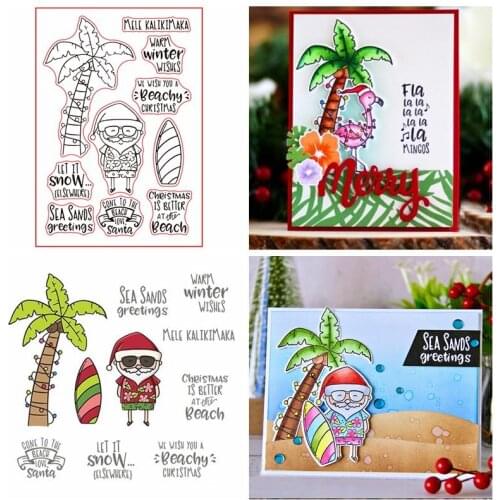 Santa Beach Tour Clear Stamp DIY Stencil For Scrapbooking Album Photo Paper Card Craft Fun Embossing Template New
