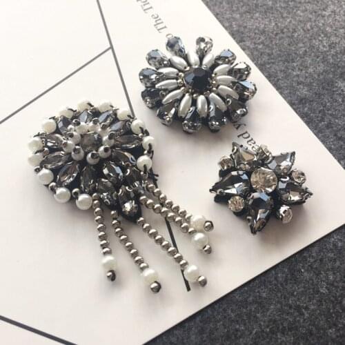 Gray Rhinestones Decorations Patch Handmade Sew Cloth Stickers Tassel Badges White Shirt Collar DIY Accessories