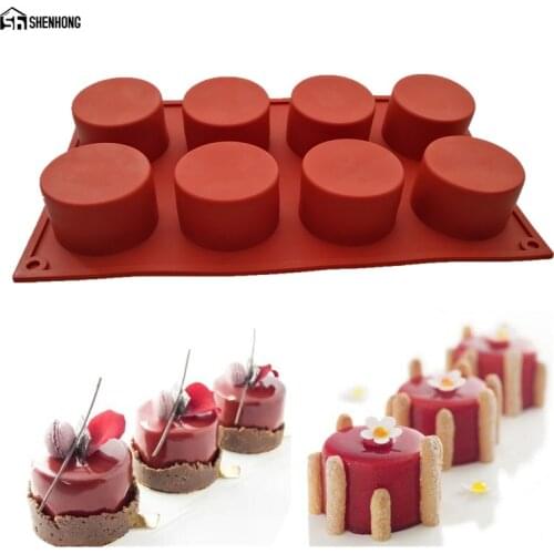 SHENHONG Cylinder Cake Mould Pan Silicone Round Baking Chocolate Sponge Mousse Dessert Cake Decorating Tools Mold