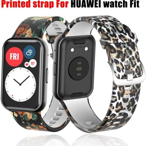 2021 Silicone Band For Huawei Watch Fit Strap Tool Watch Bracelet correa for huawei fit smart watch Original Printed wristband
