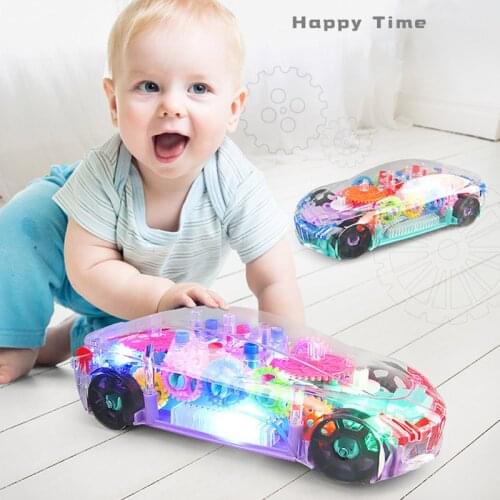 LED Electronic Toys Cars Kids Educational Montessori Toys Children Birthday Gift Music Transparent Concept Sports Car Toy Boys