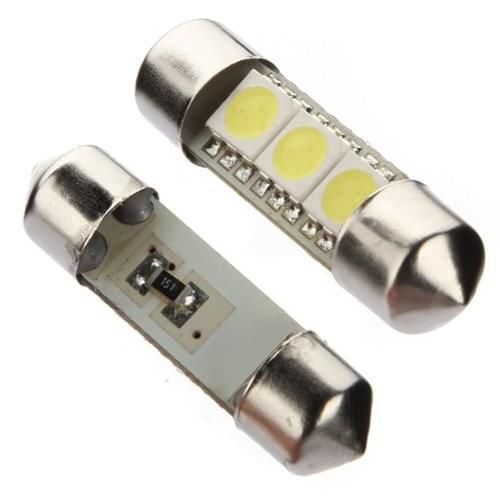 TOYL 2* C5W 3 LED SMD 5050 34mm Plaque Xenon Blanc Ampoule navette Festons dome plafonnier voiture lumiere