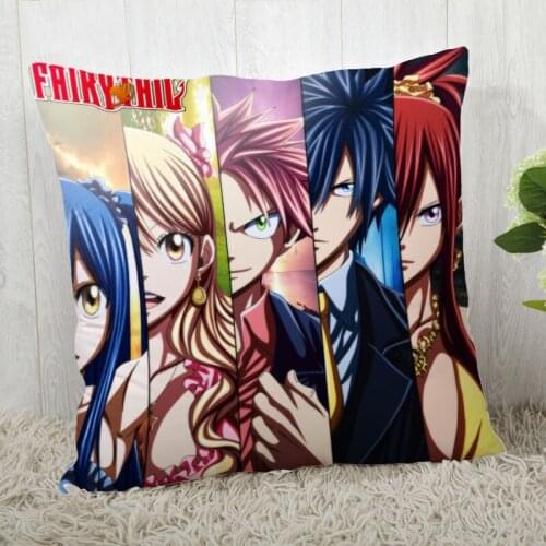 High Quality Custom Anime Fairy Tail Square Pillowcase Zippered Bedroom Home Pillow Cover Case 20X20cm 35X35cm 40x40cm