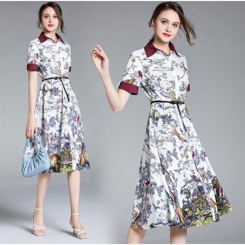 Summer Autumn 2021 Floral Women Dresses Elegant Style Clothing Vintage Sexy Dress Women Fashion Dress Elegant