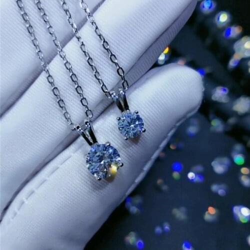 Geoki Perfect Cut Moissanite Passed Diamond Test Cute Rabbit Pendant Necklace Women 925 Sterling Silver Animal Shaped Gem Chain