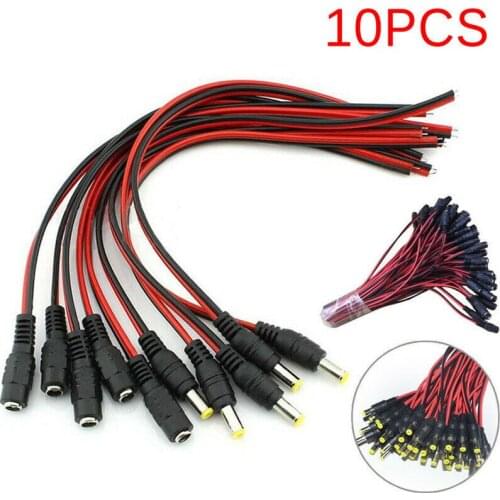 10pcs 5.5x2.1mm Male Female Plug 12V Dc Power Pigtail Cable Jack For Cctv Camera Connector Tail Extension 12V DC Wire