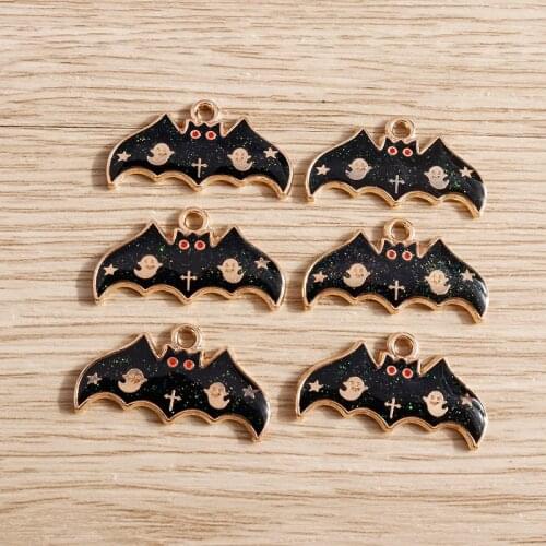 10pcs 25*13mm Alloy Enamel Bat Charms Pendants for Necklaces Drop Earrings Keychain DIY Handmade Jewelry Making Findings Crafts