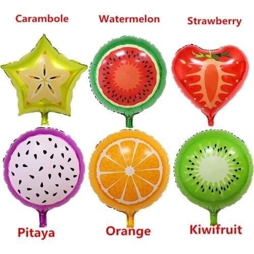 10pcs/lot Pitaya Orange Kiwi Fruit Carambola Watermelon Strawberry Fruit Balloon Birthday Party Decoration Kids Inflatable Toys