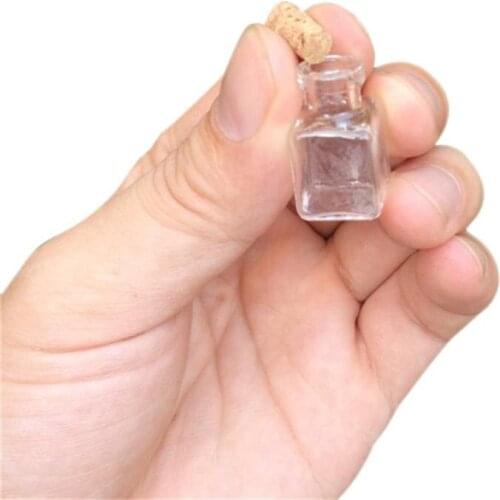 100Pcs 3ml Mini Clear Rectangular Glass Bottles with Cork Art Craft Perfume Wishing Sub Vials Trinket Pendant Jewelry