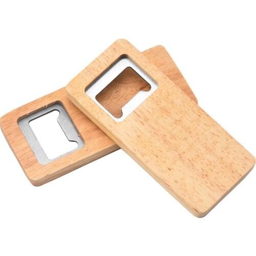 100Pcs/Lot Wooden Bottle Opener Creative Wine Opener Beer Starter Square Cork Opener Kitchen Gadgets Wholesale