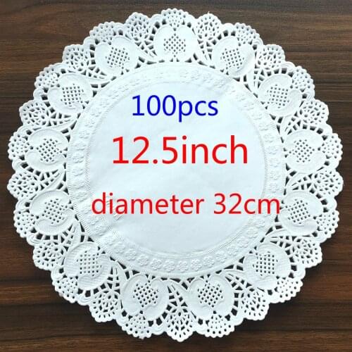 100pcs 6.5,7.5,8.5,9.5,10.5,11.5,12.5inch Vintage Napkin Hollowed Lace Paper Mat Crafts Doilies Wedding Decoration Doyleys