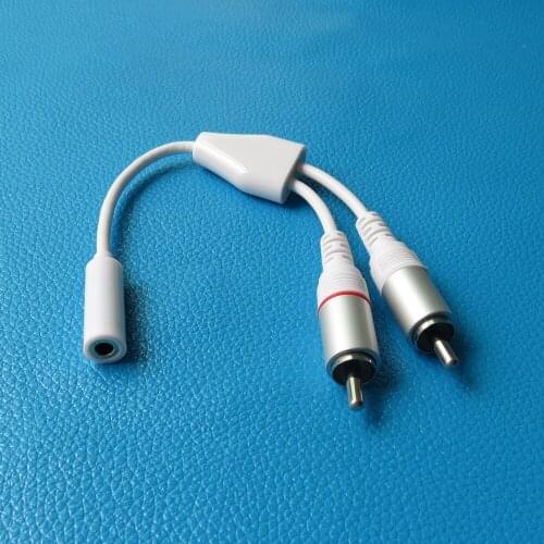 2-RCA Male Plug to 3.5mm Female Aux Audio Headphone Jack Converter Adapter Cable