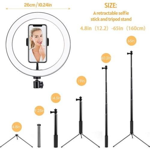 20/26cm Fill Light Ring Light LED Light lamp Folding Fill Light for Photography Live Stream Makeup YouTube with Selfie Stick