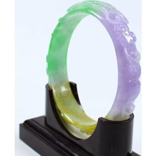 66mm Chinese Hand-carved Multi-color Jadeite Gems Bangle Bracelet a1693