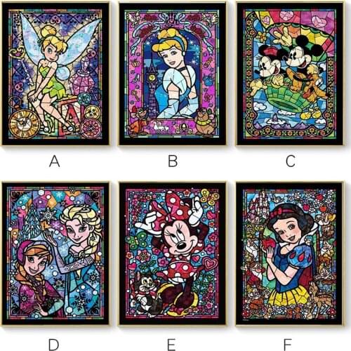 Disney Mickey Mouse and Princess Diamond Painting Full Square/Round Embroidery Cross Stitch Kits Diamond Mosaic Home Decor Gift