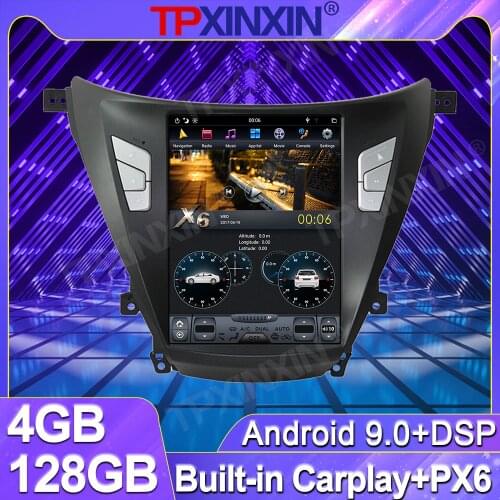 4+128G For Hyundai Elantra 5 2010 - 2016 Android PX6 Tesla Big Screen Car Stereo Radio Multimedia Player GPS Navi Tape Recorder