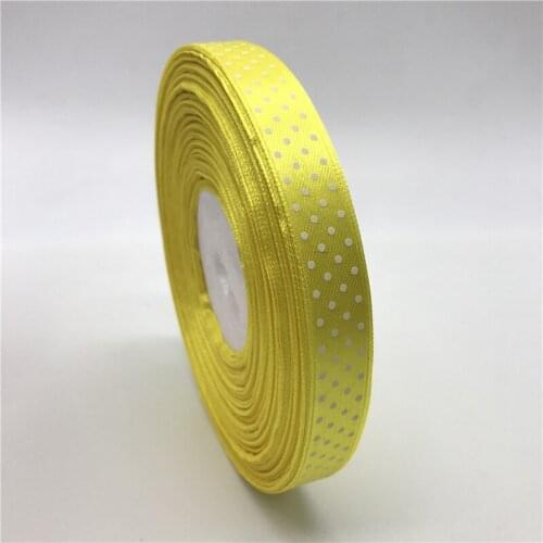 5Yards/lot 5/8" 15mm Yellow Printing Polka Dot Satin Ribbon Hair Bow Party Christmas Wedding Decoration DIY Sewing Craft