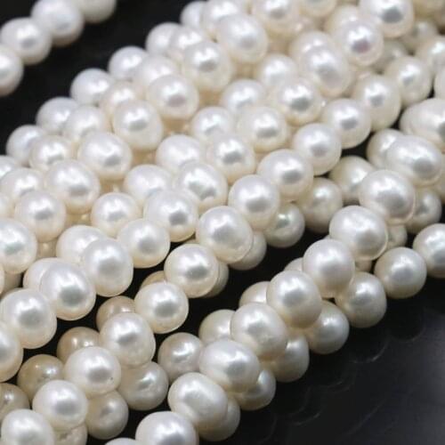Charms White 7-8mm Natural Freshwater Pearl Loose Beads for DIY Necklace Bracelet Pearls SpacersJewelry Making Strand 14.5" A487