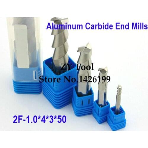 2F-1.0*4*3*50 CNC tool TAPC tungsten alloy milling cutter special flat aluminum alloy cutter aluminum alloy milling cutter