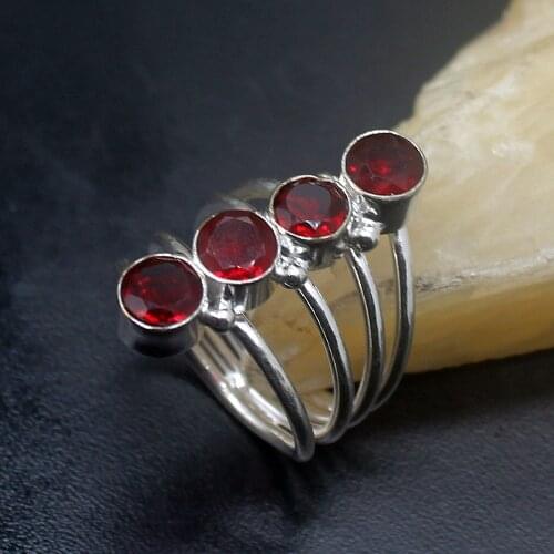 Gemstonefactory Jewelry Big Promotion Single Unique 925 Silver Special Multi Red Topaz Garnet Women Men Rings 7.5# 20210190