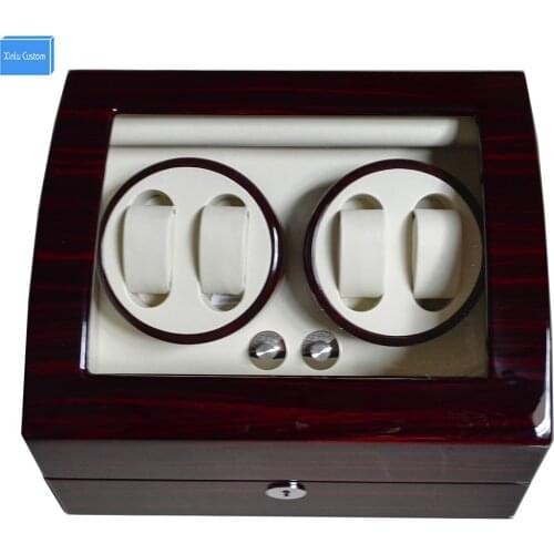 Global Fit Plug/Dry Battery Luxury Gift 4+6 Grids Storgae Mechanical Watch Winder Box Glossy Lacquer Wooden Leather Rotator Case