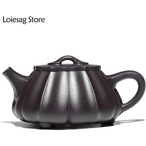 Loiesag 270ML Yixing Purple Sand Stripe Shi Piao Tea Pot Teaset Hand Made Pot Original Ore Old Purple Mud Kung Fu Zisha Teapots