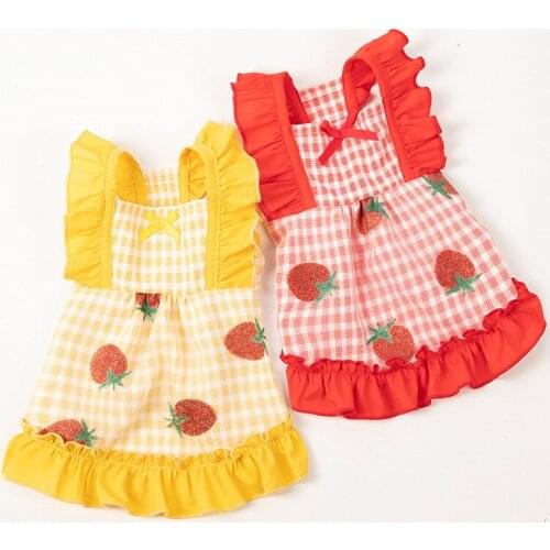 Cute Strawberry Summer Dog Dress XS Puppy Skirt Cat Chihuahua Yorkshire Yorkie Clothing Small Dog Costume Pet Dresses Apparel