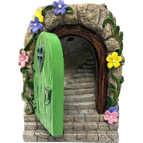 Miniature Fairy Gnome Window Door Elf Home For Yard Art Garden Sculpture Statues Decor Outdoor Fairy Garden Supplies