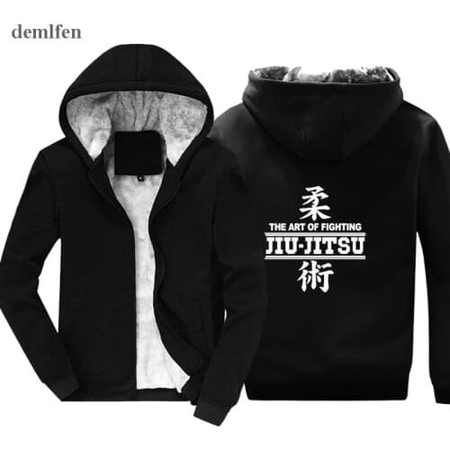 Fashion Japaness The Art Fighting Jiu Jitsu Hoodie Men Funny Print Zipper Hoody Keep warm Sweatshirt Tops Jacket Harajuku